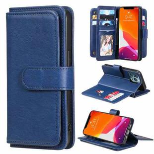 For iPhone 13 Pro Multifunctional Magnetic Copper Buckle Horizontal Flip Solid Color Leather Case with 10 Card Slots & Wallet & Holder & Photo Frame (Dark Blue)