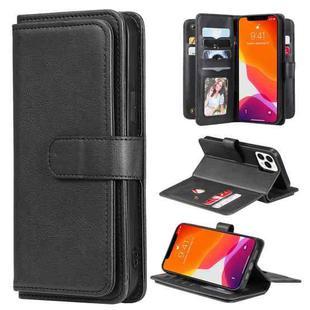 For iPhone 13 Pro Max Multifunctional Magnetic Copper Buckle Horizontal Flip Solid Color Leather Case with 10 Card Slots & Wallet & Holder & Photo Frame (Black)