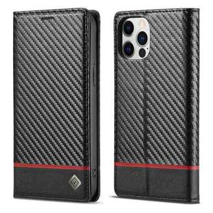 For iPhone 13 Pro Max LC.IMEEKE Carbon Fiber PU + TPU Horizontal Flip Leather Case with Holder & Card Slot & Wallet (Horizontal Black)
