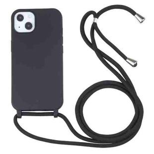 For iPhone 13 mini Candy Colors TPU Protective Case with Lanyard (Black)