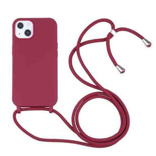 For iPhone 13 Candy Colors TPU Protective Case with Lanyard(Red)