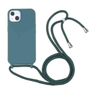 For iPhone 13 Candy Colors TPU Protective Case with Lanyard(Dark Green)