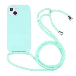 For iPhone 13 Candy Colors TPU Protective Case with Lanyard(Mint Green)