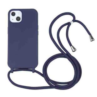 For iPhone 13 Pro Max Candy Colors TPU Protective Case with Lanyard (Dark Blue)