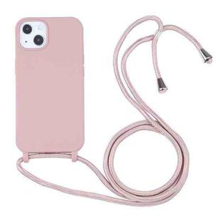 For iPhone 13 Pro Max Candy Colors TPU Protective Case with Lanyard (Rose Gold)