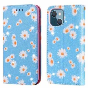 Glittering Daisy Magnetic Horizontal Flip Leather Case with Holder & Card Slots & Photo Frame For iPhone 13 mini(Blue)