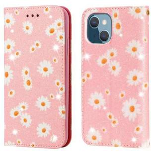 Glittering Daisy Magnetic Horizontal Flip Leather Case with Holder & Card Slots & Photo Frame For iPhone 13 mini(Pink)