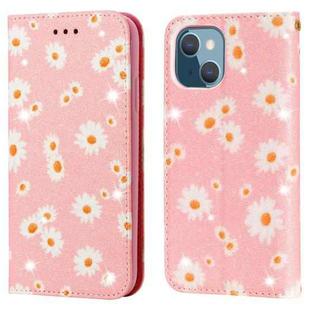 Glittering Daisy Magnetic Horizontal Flip Leather Case with Holder & Card Slots & Photo Frame For iPhone 13(Pink)