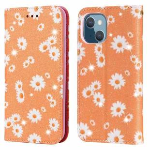 Glittering Daisy Magnetic Horizontal Flip Leather Case with Holder & Card Slots & Photo Frame For iPhone 13(Orange)