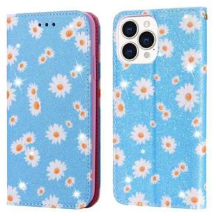 Glittering Daisy Magnetic Horizontal Flip Leather Case with Holder & Card Slots & Photo Frame For iPhone 13 Pro Max(Blue)