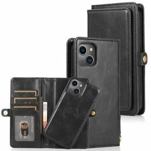 For iPhone 13 Strong Magnetic Detachable Horizontal Flip Leather Case with Card Slots & Wallet(Black)