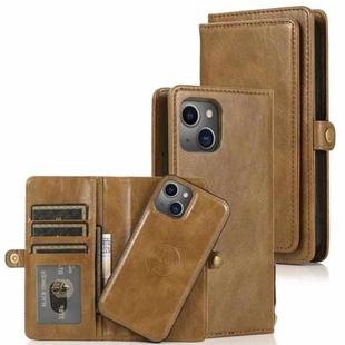 For iPhone 13 Strong Magnetic Detachable Horizontal Flip Leather Case with Card Slots & Wallet(Brown)