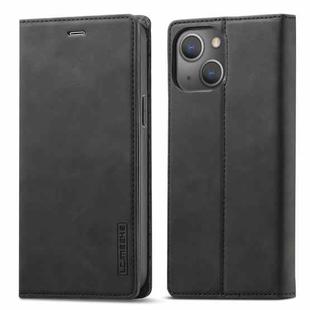 For iPhone 13 LC.IMEEKE Strong Magnetic PU + Matte TPU Horizontal Flip Leather Case with Holder & Card Slots & Wallet(Black)