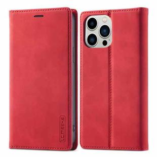 For iPhone 13 Pro Max LC.IMEEKE Strong Magnetic PU + Matte TPU Horizontal Flip Leather Case with Holder & Card Slots & Wallet For iPhone 13 Pro(Red)