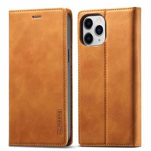 For iPhone 13 Pro Max LC.IMEEKE Strong Magnetic PU + Matte TPU Horizontal Flip Leather Case with Holder & Card Slots & Wallet (Brown)