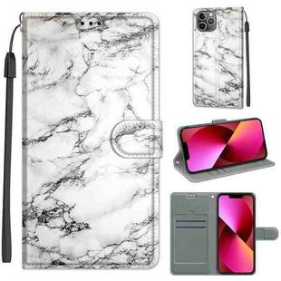 For iPhone 13 Voltage Colored Drawing Magnetic Clasp Horizontal Flip PU Leather Case with Holder & Card Slots(C01 White Marble)