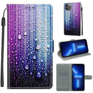 For iPhone 13 Pro Voltage Colored Drawing Magnetic Clasp Horizontal Flip PU Leather Case with Holder & Card Slots (C05 Purple Blue Water Drops)