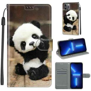 For iPhone 13 Pro Voltage Colored Drawing Magnetic Clasp Horizontal Flip PU Leather Case with Holder & Card Slots (C18 Wood Board Panda)
