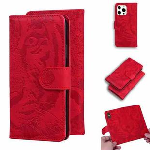 For iPhone 13 Pro Tiger Embossing Pattern Horizontal Flip Leather Case with Holder & Card Slots & Wallet (Red)