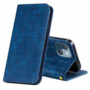 For iPhone 13 mini Lucky Flowers Embossing Pattern Magnetic Horizontal Flip Leather Case with Holder & Card Slots (Dark Blue)