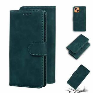 For iPhone 13 Skin Feel Pure Color Horizontal Flip Leather Case with Holder & Card Slots & Wallet(Green)