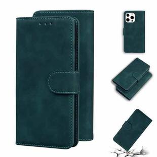 For iPhone 13 Pro Skin Feel Pure Color Horizontal Flip Leather Case with Holder & Card Slots & Wallet (Green)