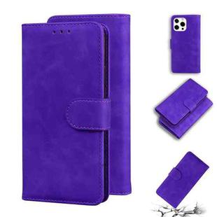 For iPhone 13 Pro Skin Feel Pure Color Horizontal Flip Leather Case with Holder & Card Slots & Wallet (Purple)