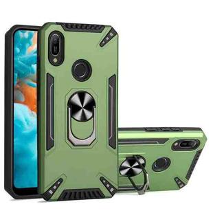 For Huawei Y6 2019 PC + TPU Protective Case with 360 Degrees Rotatable Ring Holder(Dark Green)