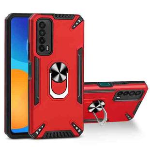 For Huawei Y7a PC + TPU Protective Case with 360 Degrees Rotatable Ring Holder(Red)