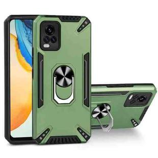 For vivo V20 PC + TPU Protective Case with 360 Degrees Rotatable Ring Holder(Dark Green)