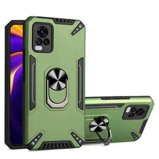 For vivo V20 Pro PC + TPU Protective Case with 360 Degrees Rotatable Ring Holder(Dark Green)