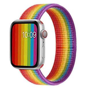 Single Lap Nylon Watch Band, Size: XS 128mm For Apple Watch Series 8&7 41mm / SE 2&6&SE&5&4 40mm / 3&2&1 38mm(Rainbow)