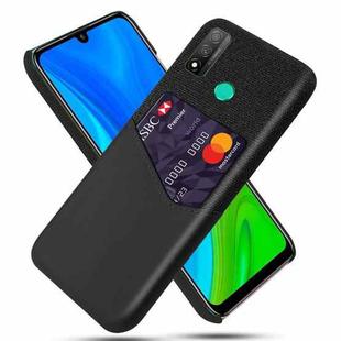For Huawei P smart 2020 Cloth Texture PC + PU Leather Back Cover Shockproof Case with Card Slot(Black)