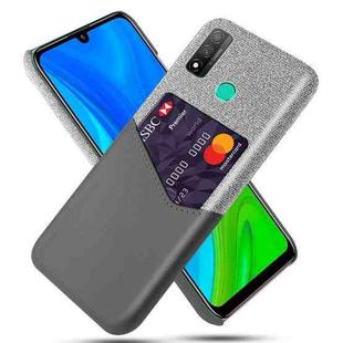 For Huawei P smart 2020 Cloth Texture PC + PU Leather Back Cover Shockproof Case with Card Slot(Grey)