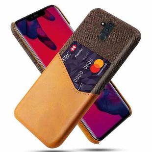 For Huawei Mate 20 Lite Cloth Texture PC + PU Leather Back Cover Shockproof Case with Card Slot(Orange)