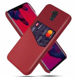 For Huawei Mate 20 Lite Cloth Texture PC + PU Leather Back Cover Shockproof Case with Card Slot(Red)