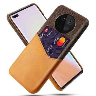 For Huawei Mate 40 Cloth Texture PC + PU Leather Back Cover Shockproof Case with Card Slot(Orange)