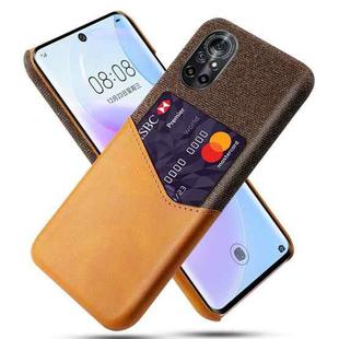 For Huawei nova 8 5G Cloth Texture PC + PU Leather Back Cover Shockproof Case with Card Slot(Orange)