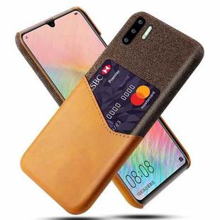 For Huawei P30 Pro Cloth Texture PC + PU Leather Back Cover Shockproof Case with Card Slot(Orange)