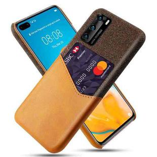 For Huawei P40 Cloth Texture PC + PU Leather Back Cover Shockproof Case with Card Slot(Orange)