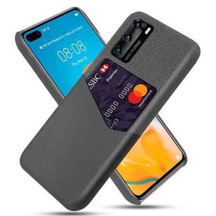 For Huawei P40 Cloth Texture PC + PU Leather Back Cover Shockproof Case with Card Slot(Grey)
