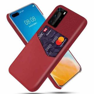 For Huawei P40 Pro Cloth Texture PC + PU Leather Back Cover Shockproof Case with Card Slot(Red)
