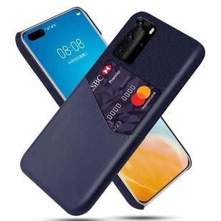 For Huawei P40 Pro Cloth Texture PC + PU Leather Back Cover Shockproof Case with Card Slot(Blue)