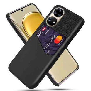 For Huawei P50 Pro Cloth Texture PC + PU Leather Back Cover Shockproof Case with Card Slot(Black)