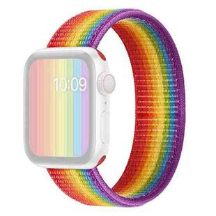 Single Lap Nylon Watch Band, Size: S 145mm For Apple Watch Ultra 49mm / Series 8&7 45mm / SE 2&6&SE&5&4 44mm / 3&2&1 42mm(Rainbow)