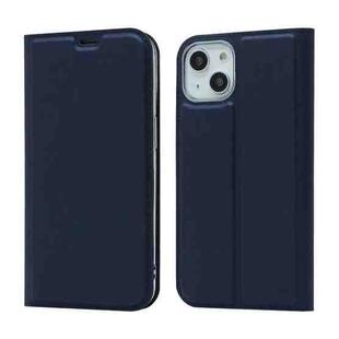 For iPhone 13 Magnetic Suction Electric Pressed Horizontal Flip Leather Case with Holder(Blue)