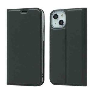 For iPhone 13 Magnetic Suction Electric Pressed Horizontal Flip Leather Case with Holder(Grey)