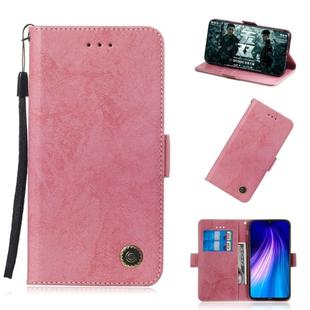 For Xiaomi Redmi Note 8 Retro Horizontal Flip PU Leather Case with Card Slots & Holder(Pink)