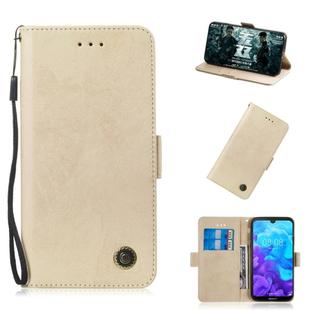 For Huawei Y5 (2019) / Honor 8s Retro Horizontal Flip PU Leather Case with Card Slots & Holder(Gold)