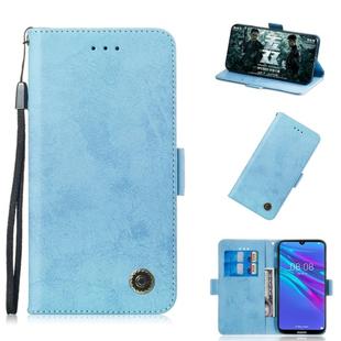 For Huawei Y6 2019 Retro Horizontal Flip PU Leather Case with Card Slots & Holder(Blue)